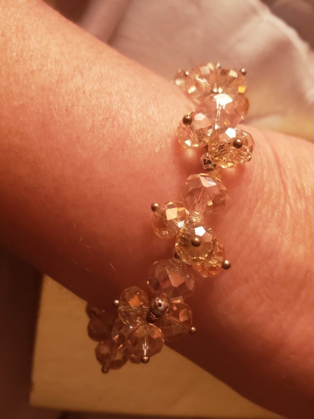 Vintage 1962 faceted crystal cluster stretch bracelet..